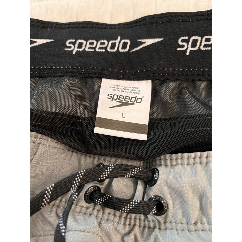 SPEEDO Men's Swim Trunks Black/Gray with 4-Way Comfort Stretch Sz L - Picture 5 of 9